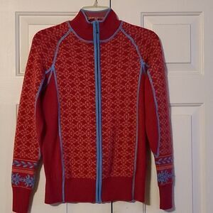 Cabela's pink and blue zip up cardigan
